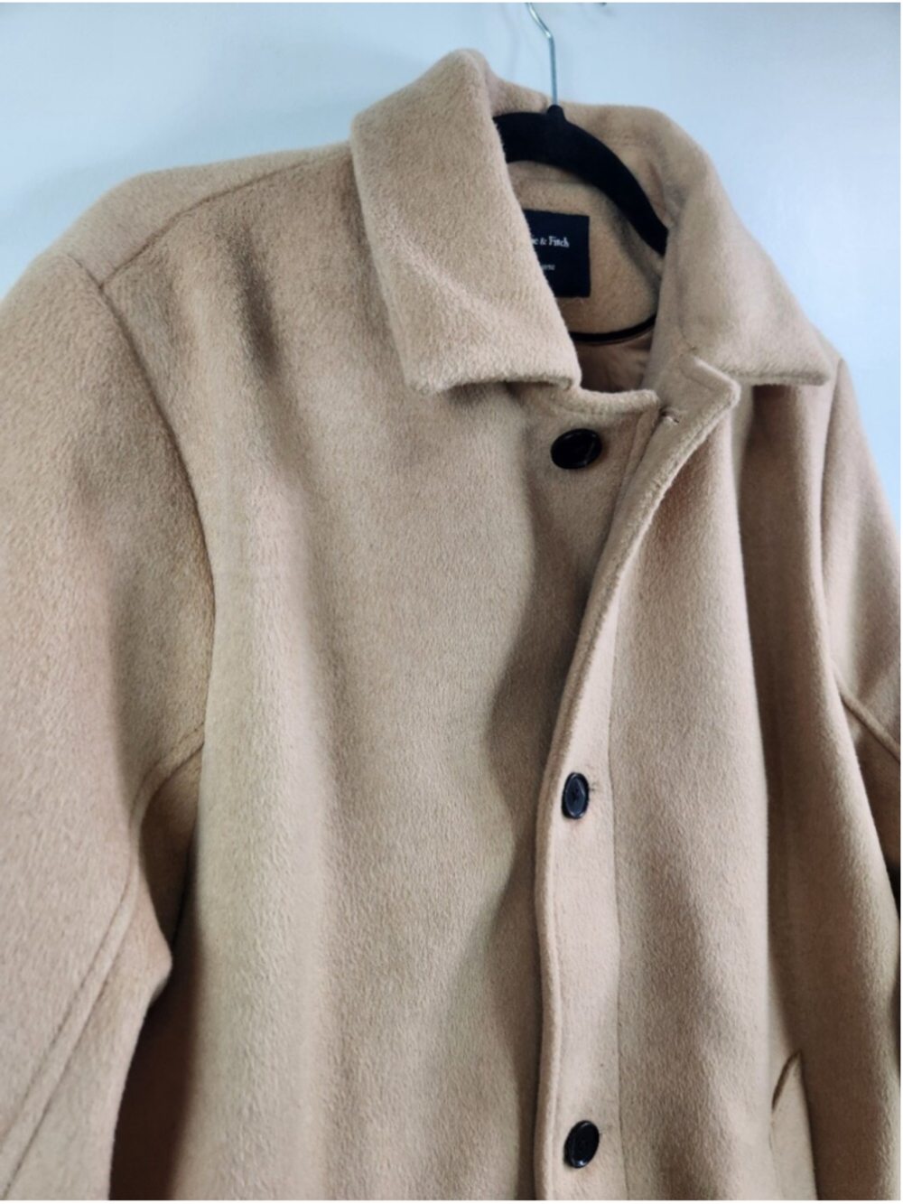 Abercrombie & Fitch Men's Size Large Tall Tan Wool Blend Work Coat Professional - Picture 4 of 16